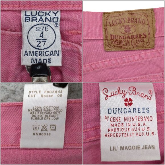 Lucky Brand Lil Maggie Flare Jeans Womens Pink Cotton Button Fly Low Rise Size 4 - Picture 6 of 11